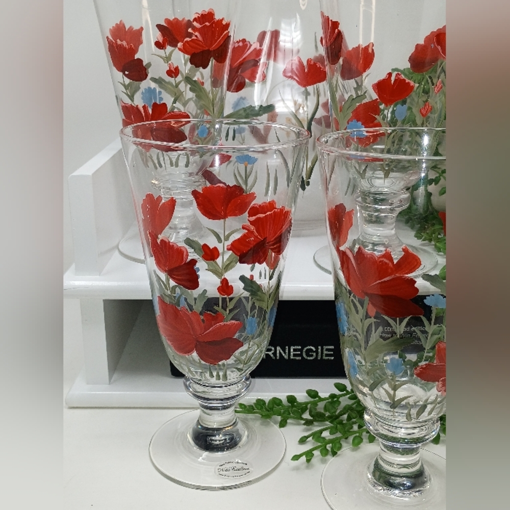 Noble Excellence Hand Painted Drinkware Set, Pitcher And Four Glasses - Picture 3 of 8